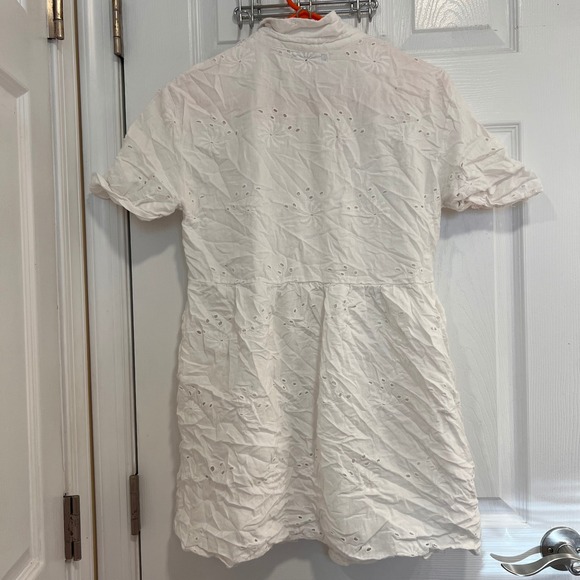 ZARA White Eyelet Embroidered Button Front Short Sleeve Babydoll Tee - Picture 2 of 6